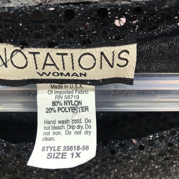 NOTATIONS NWT SIZE 1X BLOUSE-SHORT SLEEVE-SEQUINS - Picture 5 of 16